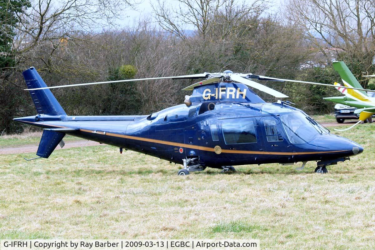 G-IFRH, 1990 Agusta A-109C C/N 7619, Agusta A.109C [7619] Cheltenham~G 13/03/2009/ Seen here with small disc on cheetline.