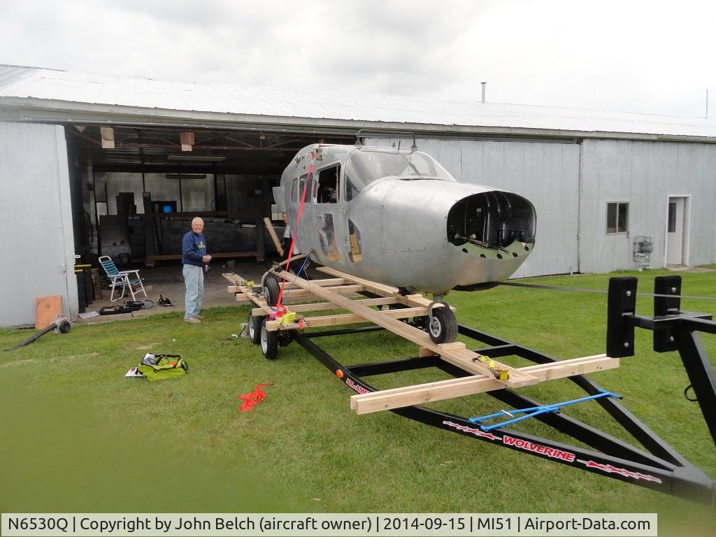 N6530Q, 1968 Cessna O-2A Super Skymaster C/N 337M-0327, N6530Q loaded up on the modified trailer, headed for restoration in New Jersey!