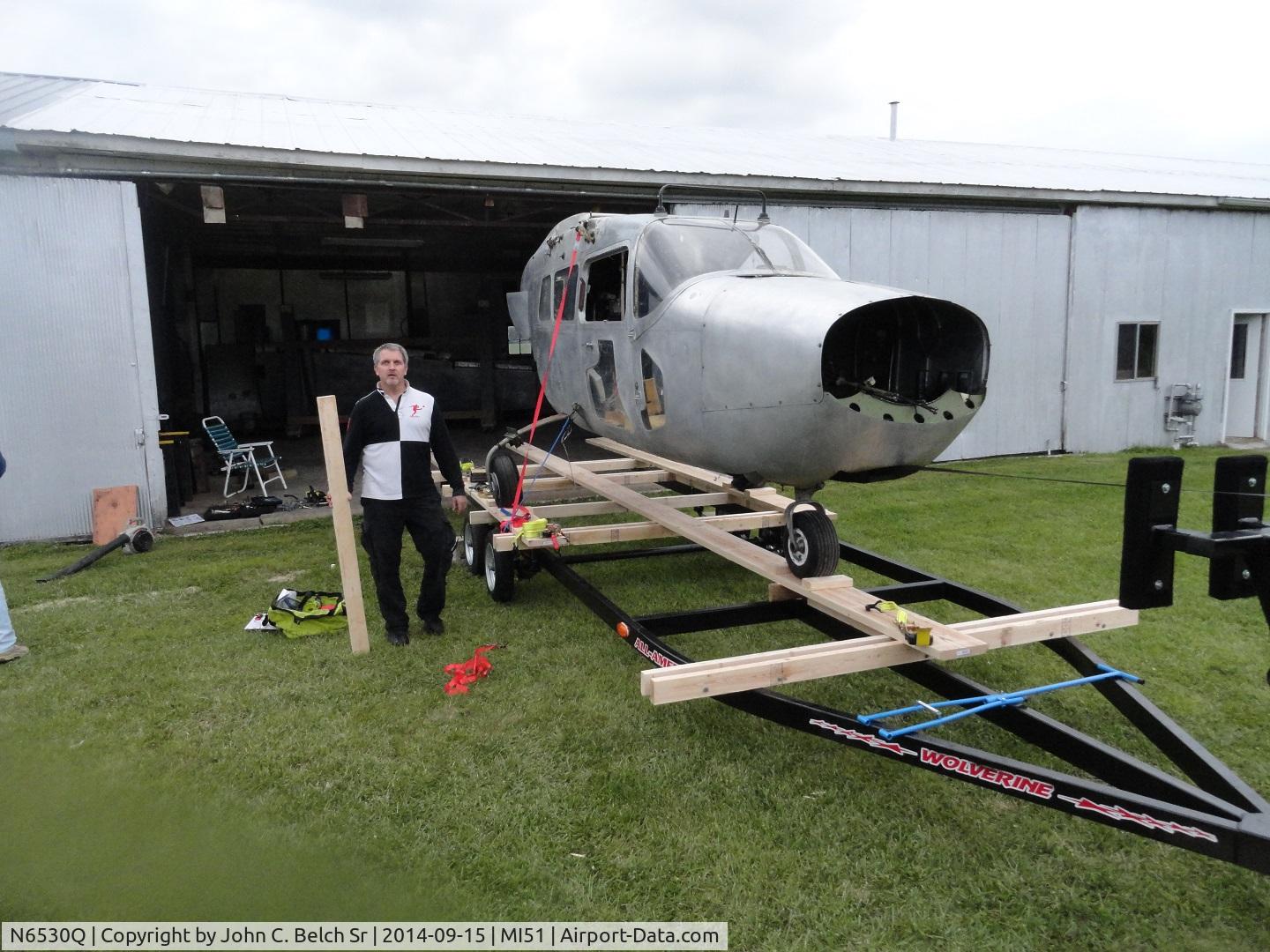 N6530Q, 1968 Cessna O-2A Super Skymaster C/N 337M-0327, Brother Henry drove 4 hrs from Chicago to help with the trailer mod and airframe loading.