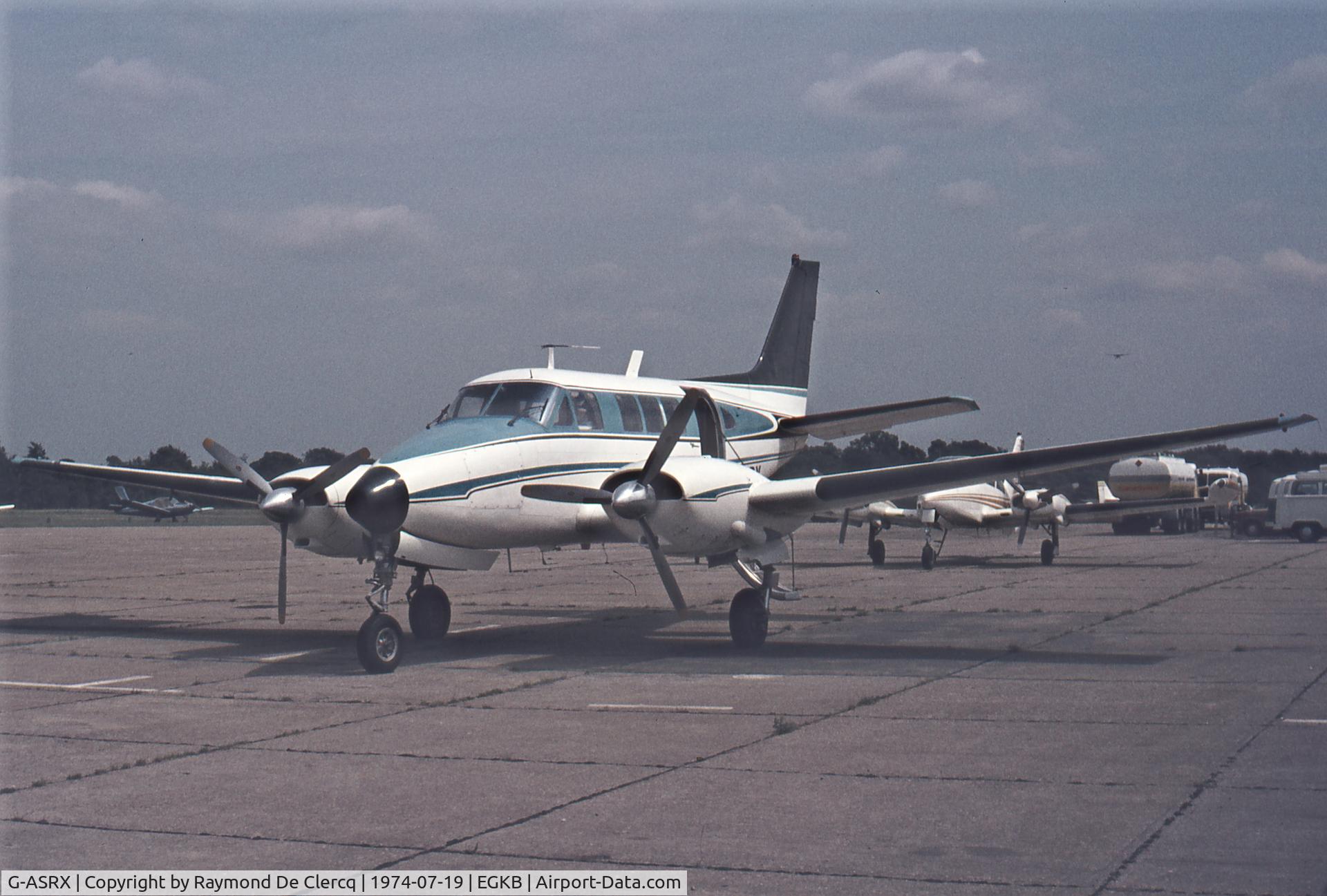 G-ASRX, 1964 Beech 65-A80 Queen Air C/N LD-159, G-ASRX at Biggin Hill in 1974.