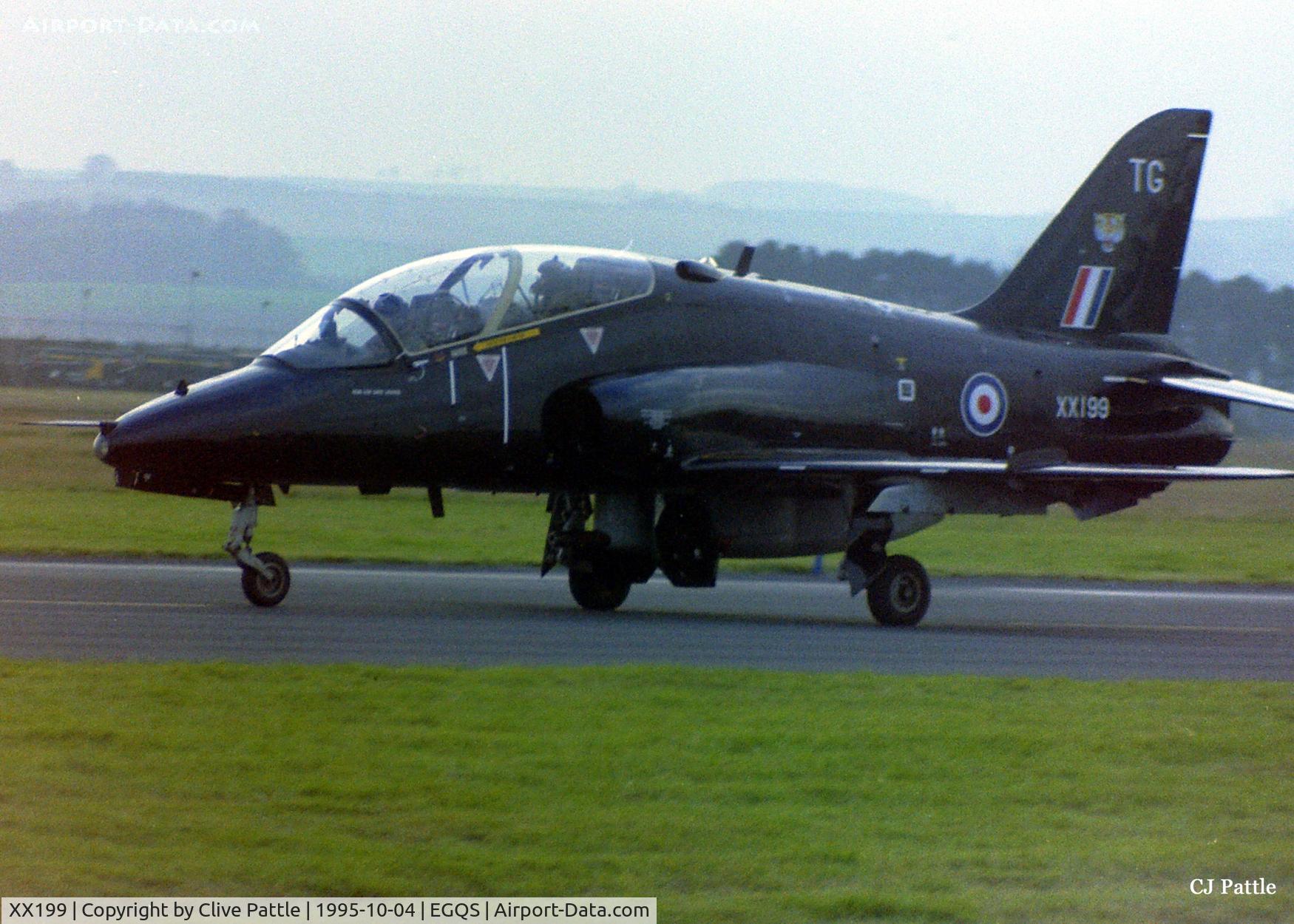 XX199, 1978 Hawker Siddeley Hawk T.1A C/N 046/312046, Seen taxying at RAF Lossiemouth whilst coded TG with 74 Sqn RAF