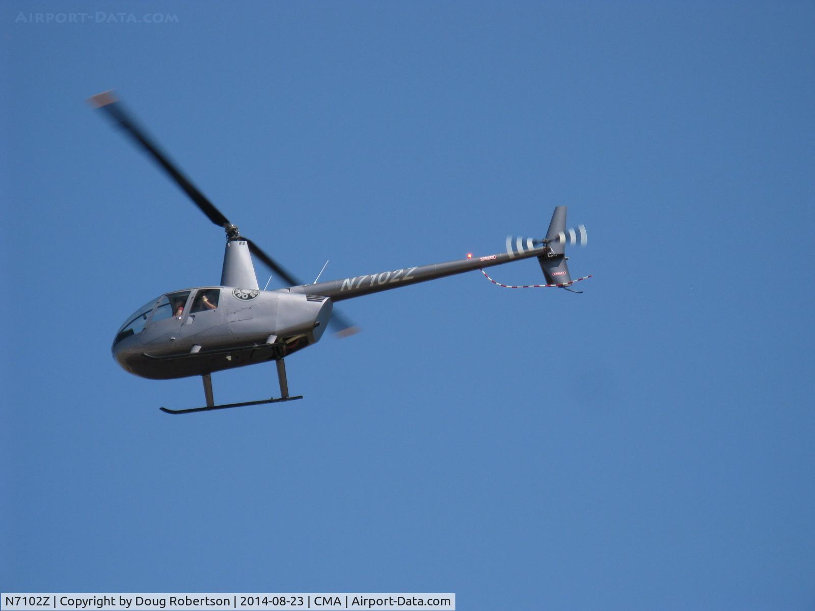 N7102Z, 2013 Robinson R44 C/N 2309, 2013 Robinson R44, Lycoming O-540 260 Hp derated to 225 Hp for takeoff, 205 Hp continuous.  Selling paid short flights at CMA Airshow.
