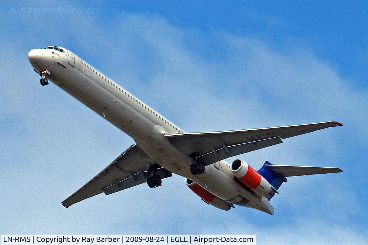 LN-RMS, 1992 McDonnell Douglas MD-82 (DC-9-82) C/N 53368, McDonnell-Douglas DC-9-81 [53368] (SAS Scandinavian Airlines) Home~G 24/08/2009. On approach 27R.