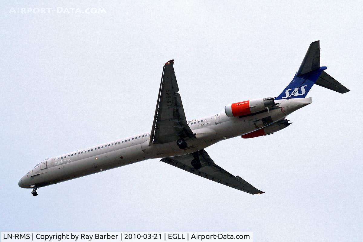 LN-RMS, 1992 McDonnell Douglas MD-82 (DC-9-82) C/N 53368, McDonnell-Douglas DC-9-81 [53368] (SAS Scandinavian Airlines) Home~G 21/03/2010. On approach 27R.