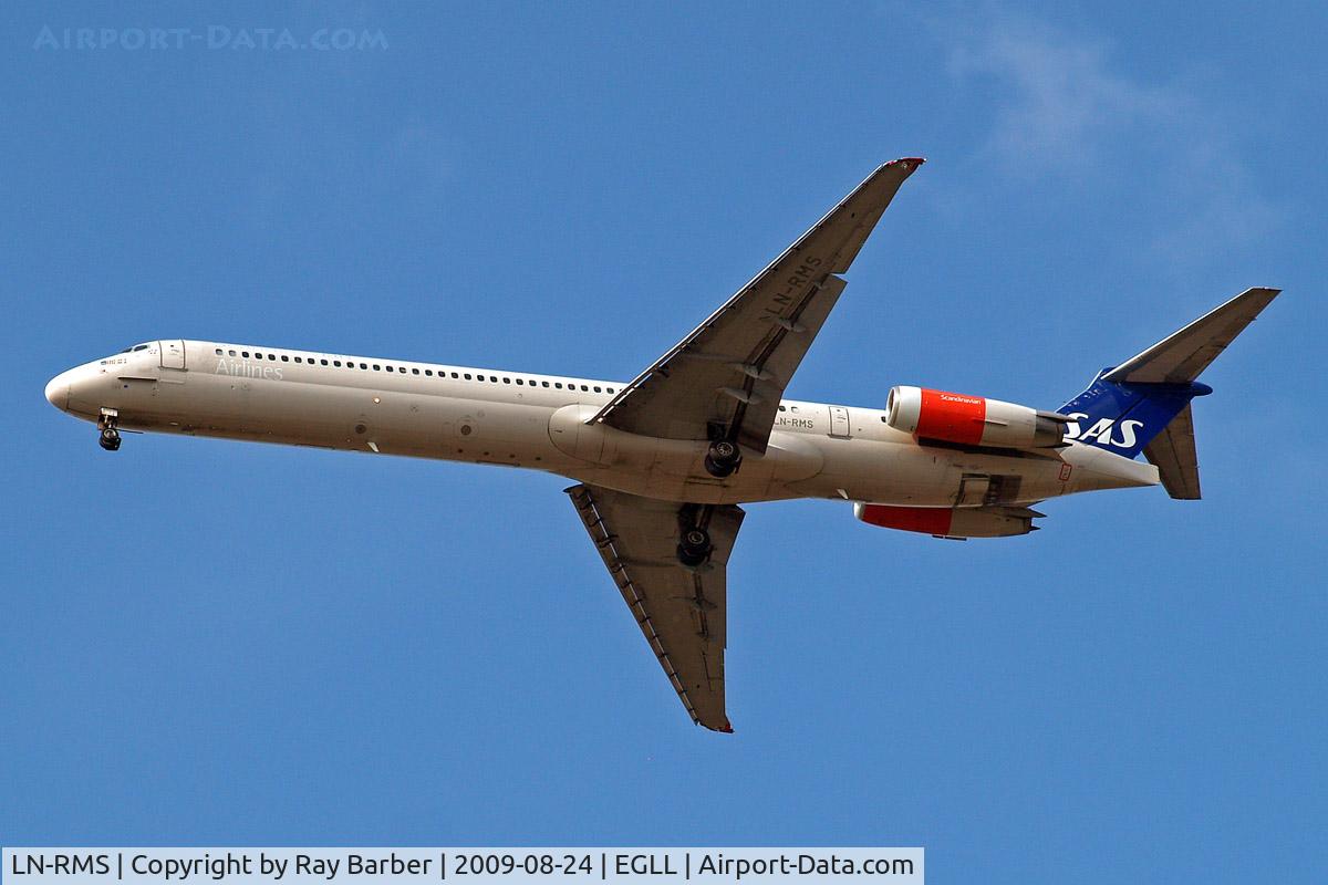 LN-RMS, 1992 McDonnell Douglas MD-82 (DC-9-82) C/N 53368, McDonnell-Douglas DC-9-81 [53368] (SAS Scandinavian Airlines) Home~G 24/08/2009. On approach 27R.