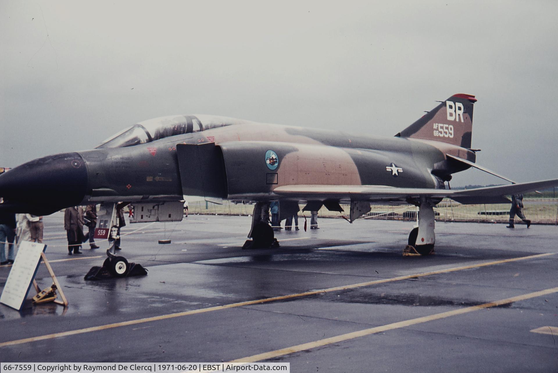 66-7559, 1966 McDonnell F-4D-30-MC Phantom II C/N 2100, At BAF meeting Brustem in 1971. This aircraft crashed in Spain after collision with Phantom 66-7620 on 1981-03-03.