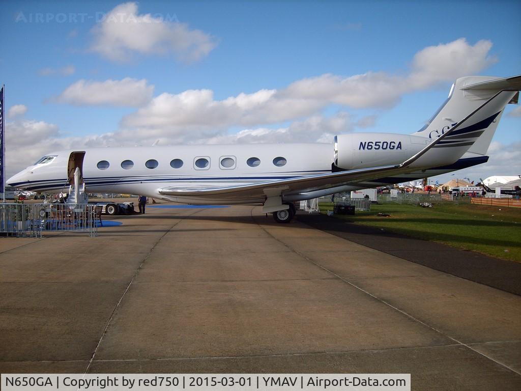N650GA, 2010 Gulfstream Aerospace G650 (G-VI) C/N 6001, On static display at Avalon 2015