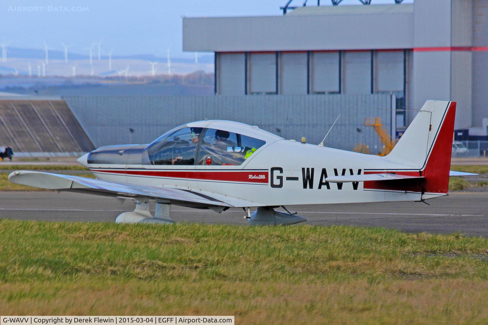 G-WAVV, 1995 Robin HR-200-120B C/N 291, HR-200-120B, Wellesbourne Mountford based, previously G-GORF, G-GORF, seen shortly after landing on runway 30 at EGFF.
