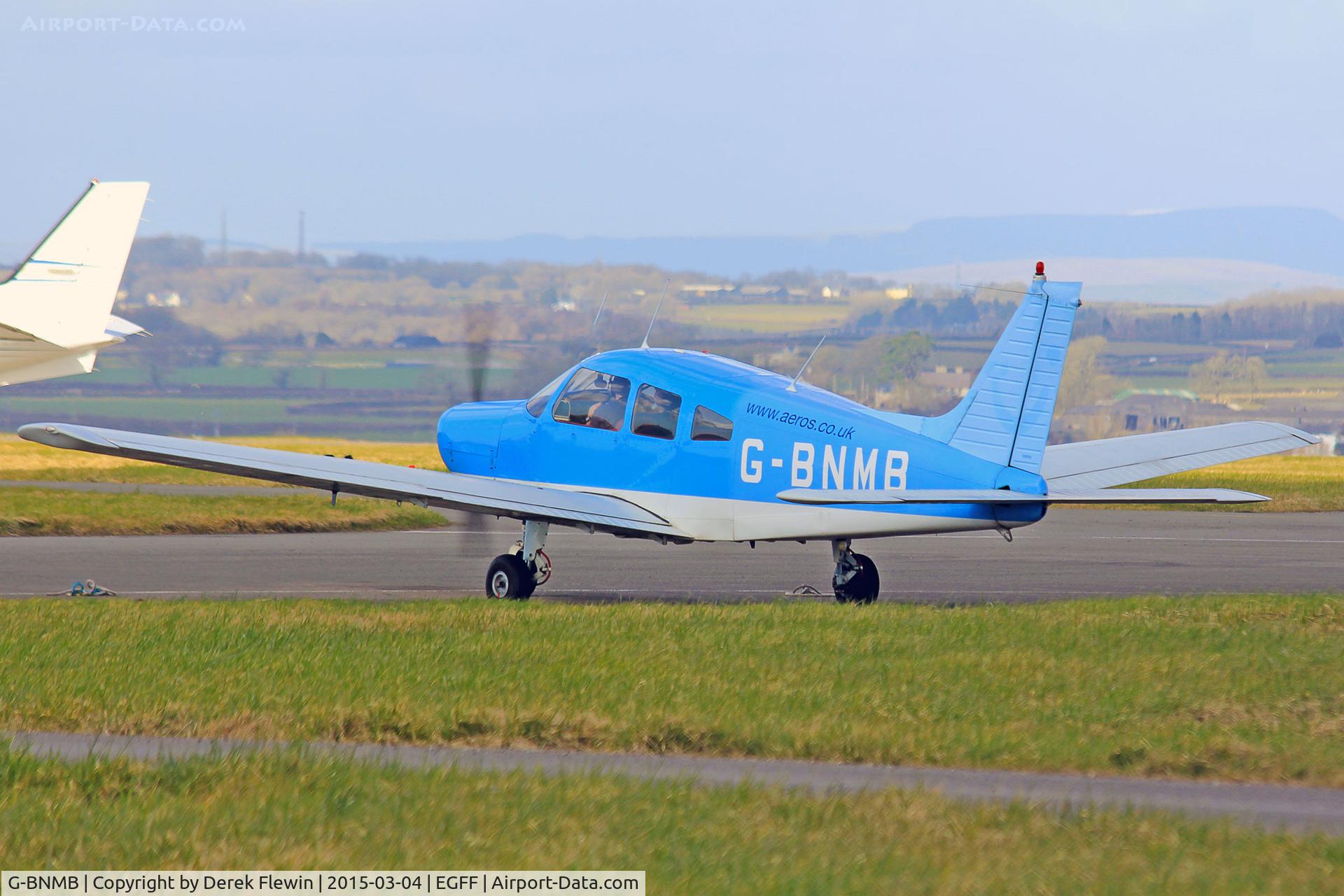 G-BNMB, 1976 Piper PA-28-151 Cherokee Warrior C/N 28-7615369, Cherokee Warrior, Aeros, Staverton based, previously N6826J, seen parking up at EGFF.