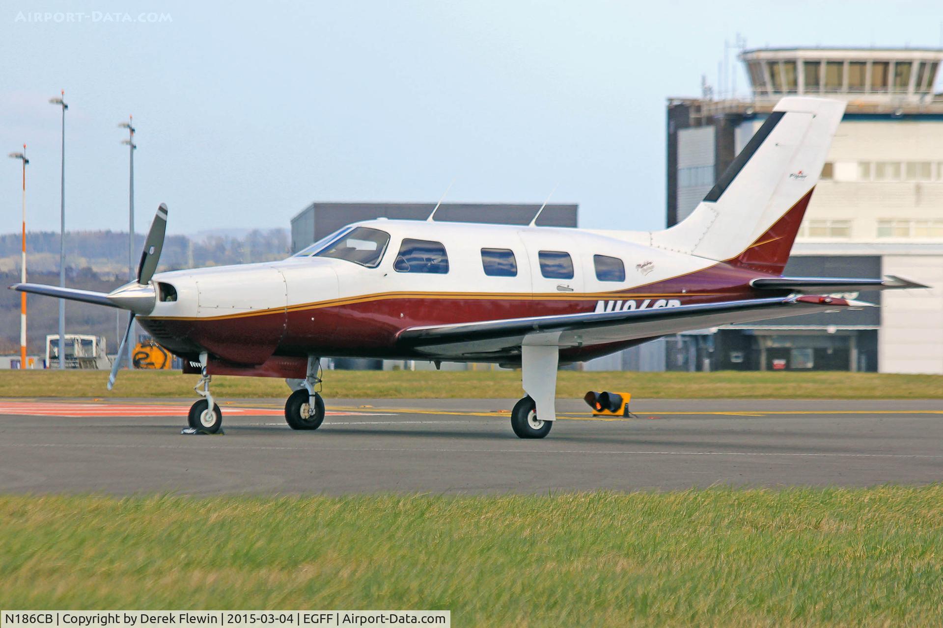 N186CB, 1990 Piper PA-46-350P Malibu Mirage C/N 4622085, Malibu Mirage, Fairoaks based, previously N9188D, D-EXCC, seen parked up at EGFF.