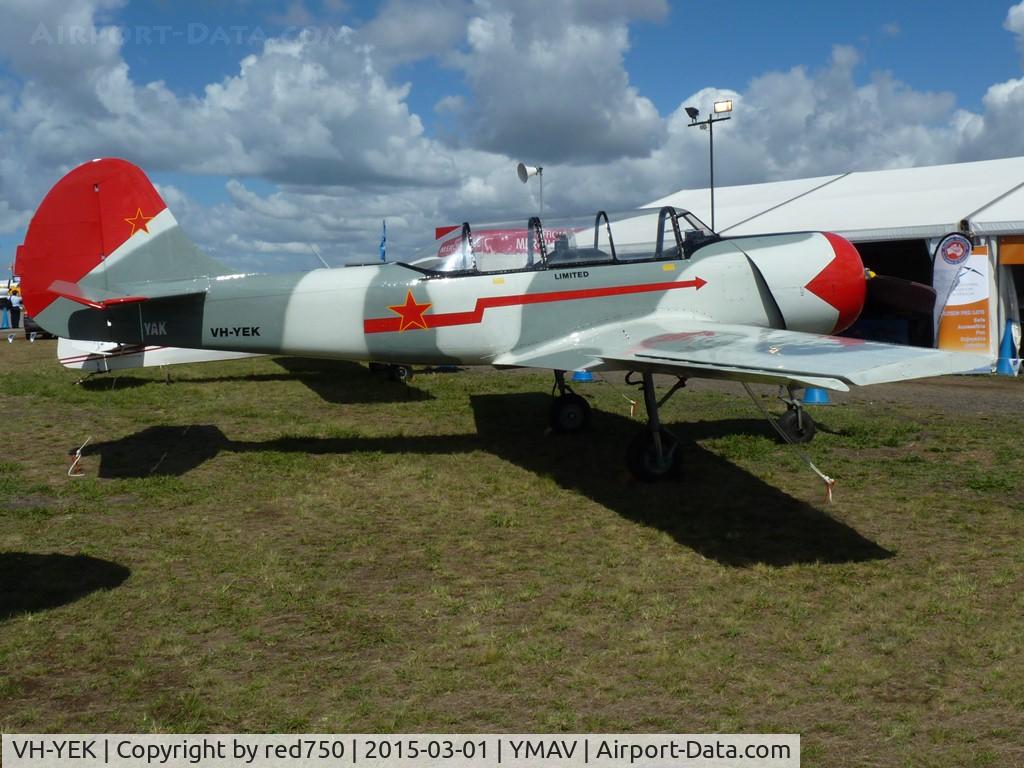 VH-YEK, 1985 Yakovlev Yak-52 C/N 855807, Yak-52 VH-YEK at Avalon 2015