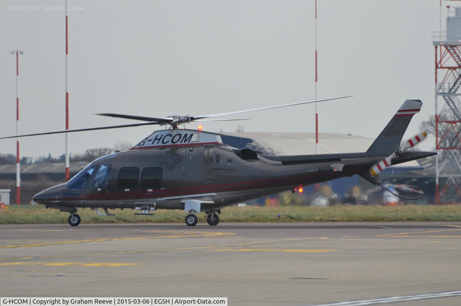G-HCOM, 2015 AgustaWestland AW-109SP GrandNew C/N 22336, About to depart from Norwich.