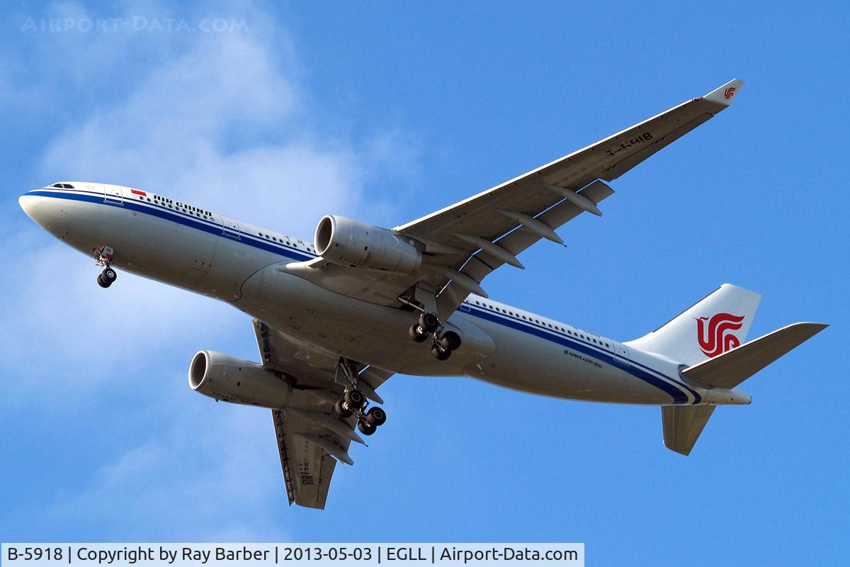 B-5918, 2013 Airbus A330-243 C/N 1396, Airbus A330-243 [1396] (Air China) Home~G 03/05/2013. On approach 27R.