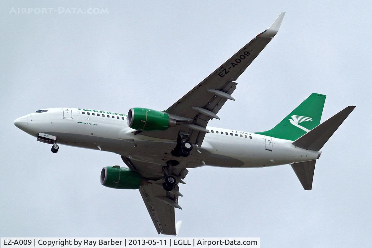 EZ-A009, 2009 Boeing 737-7GL C/N 37235, Boeing 737-7GL [37235] (Turkmenistan Airlines) Home~G 11/05/2013. On approach 27R.