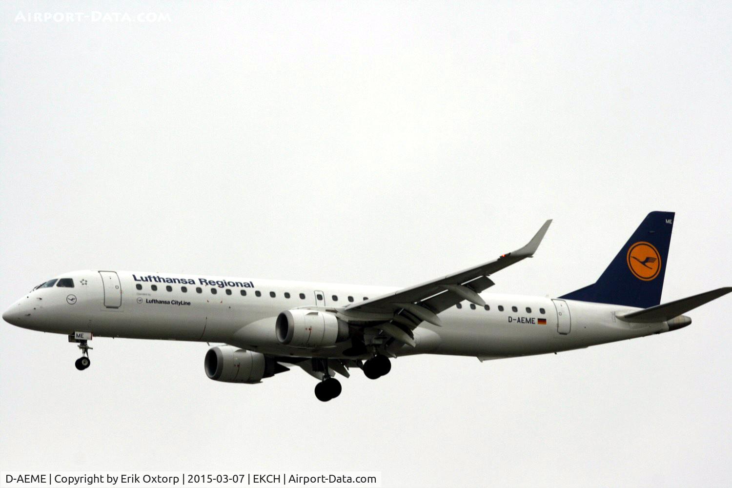 D-AEME, 2009 Embraer 195LR (ERJ-190-200LR) C/N 19000308, D-AEME landing rw 22L