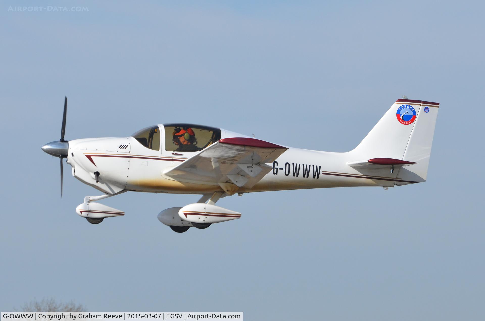 G-OWWW, 2003 Europa Tri-Gear C/N PFA 247-12683, Departing from Old Buckenham.