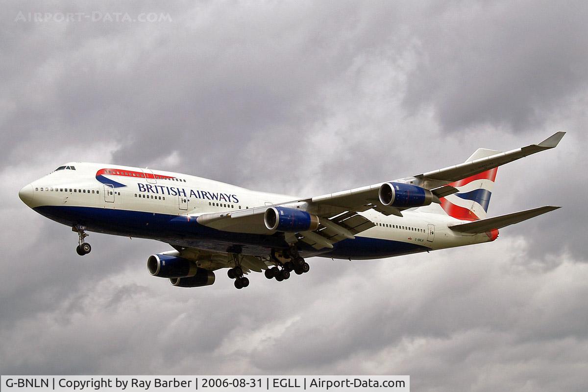 G-BNLN, 1990 Boeing 747-436 C/N 24056, Boeing 747-436 [24056] (British Airways) Heathrow~G 31/08/2006. On finals 27L.