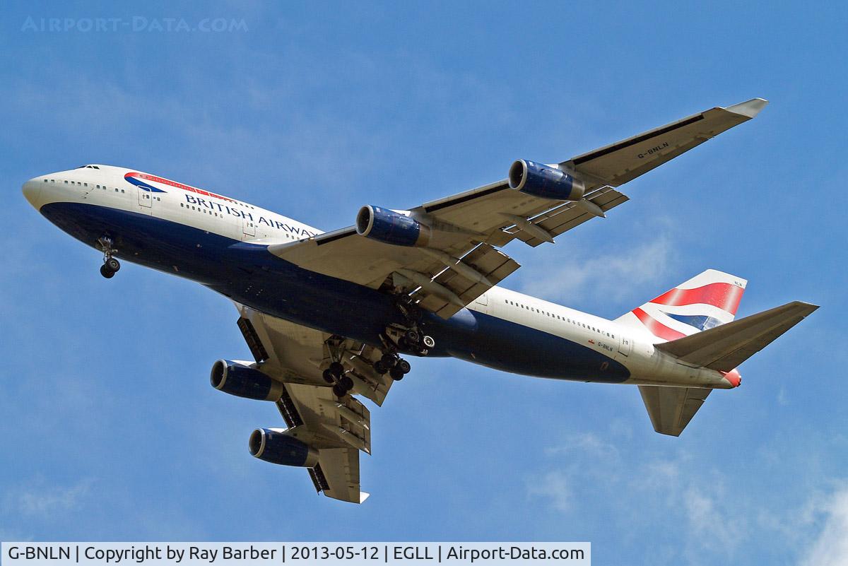 G-BNLN, 1990 Boeing 747-436 C/N 24056, G-BNLN   Boeing 747-436 [24056] (British Airways) Home~G 12/05/2013. On approach 27R.