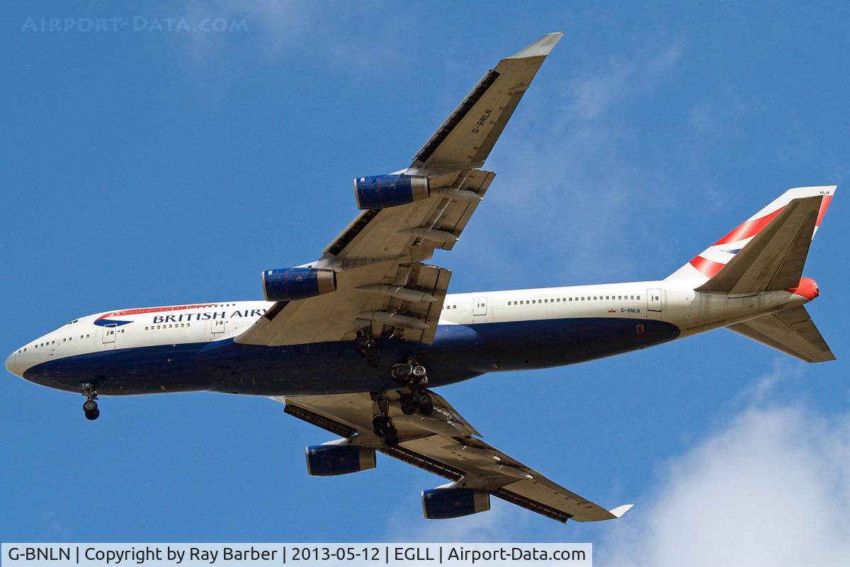 G-BNLN, 1990 Boeing 747-436 C/N 24056, G-BNLN   Boeing 747-436 [24056] (British Airways) Home~G 12/05/2013. On approach 27R.