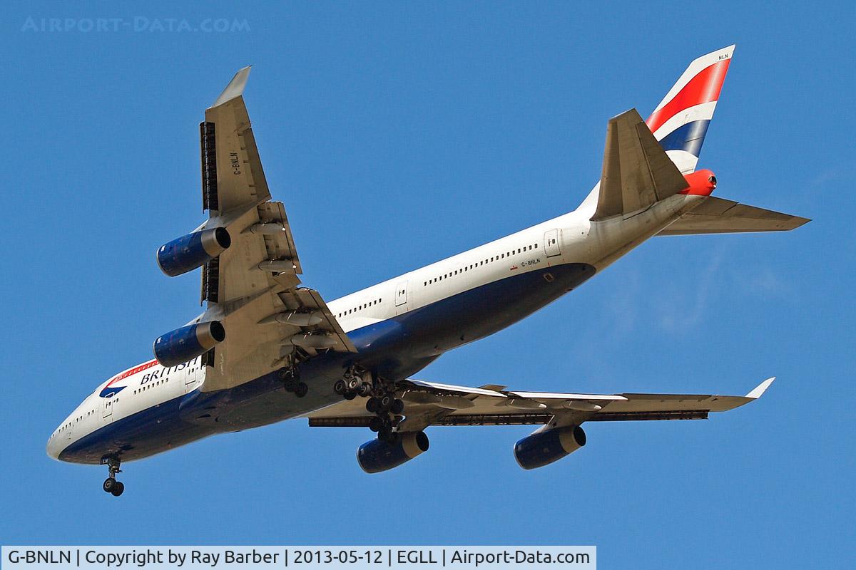 G-BNLN, 1990 Boeing 747-436 C/N 24056, G-BNLN   Boeing 747-436 [24056] (British Airways) Home~G 12/05/2013. On approach 27R.