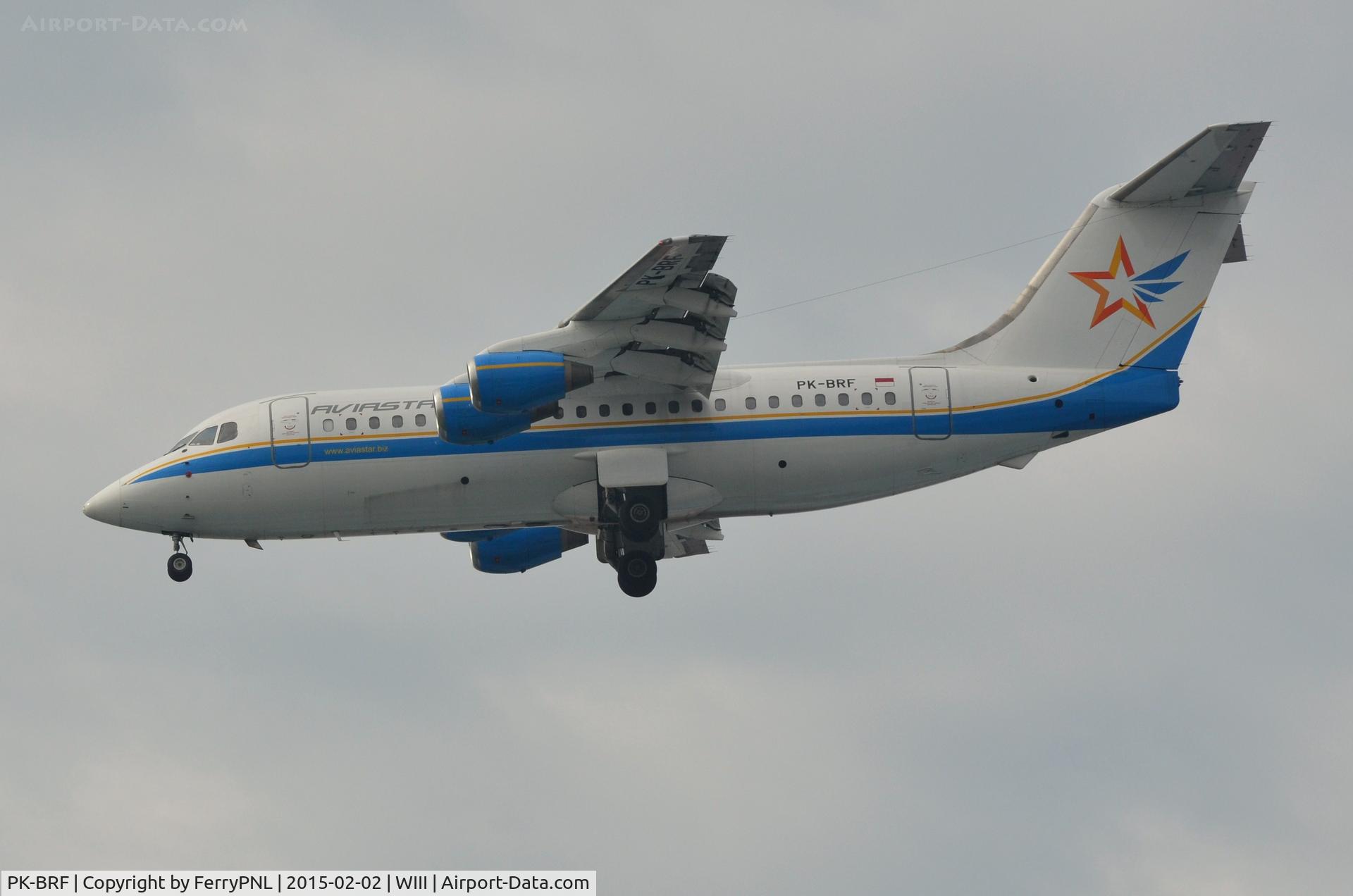 PK-BRF, 1992 British Aerospace BAe.146-200 C/N E2210, Aviastar BAe146 landing in CGK.