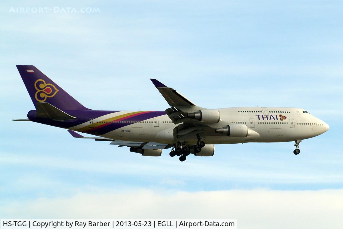 HS-TGG, 2003 Boeing 747-4D7 C/N 33771, Boeing 747-4D7 [33771] (Thai Airways) Home~G 23/05/2013. On approach 27L.