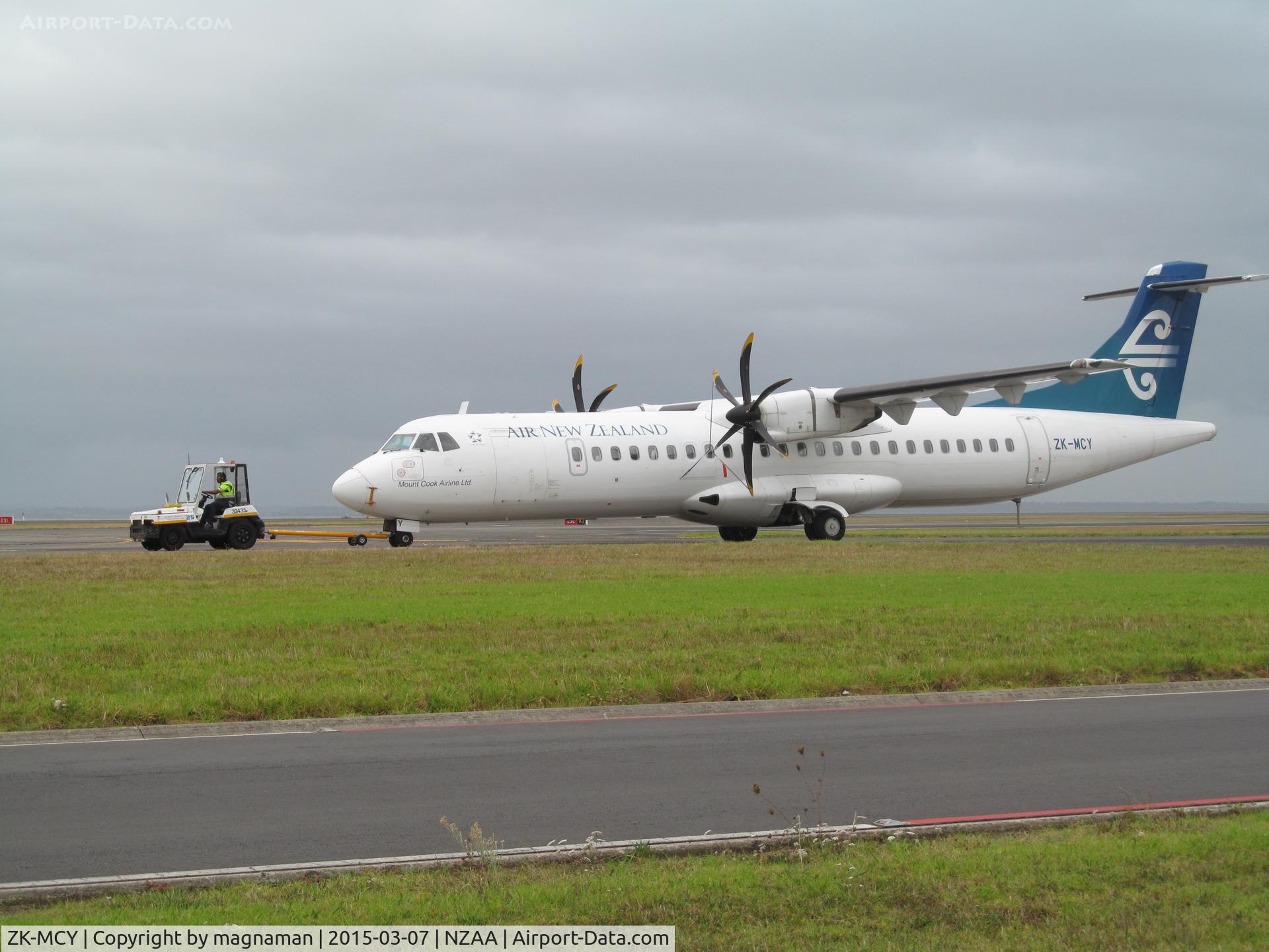 ZK-MCY, 2003 ATR 72-212A C/N 703, under tow to Air NZ maintenance