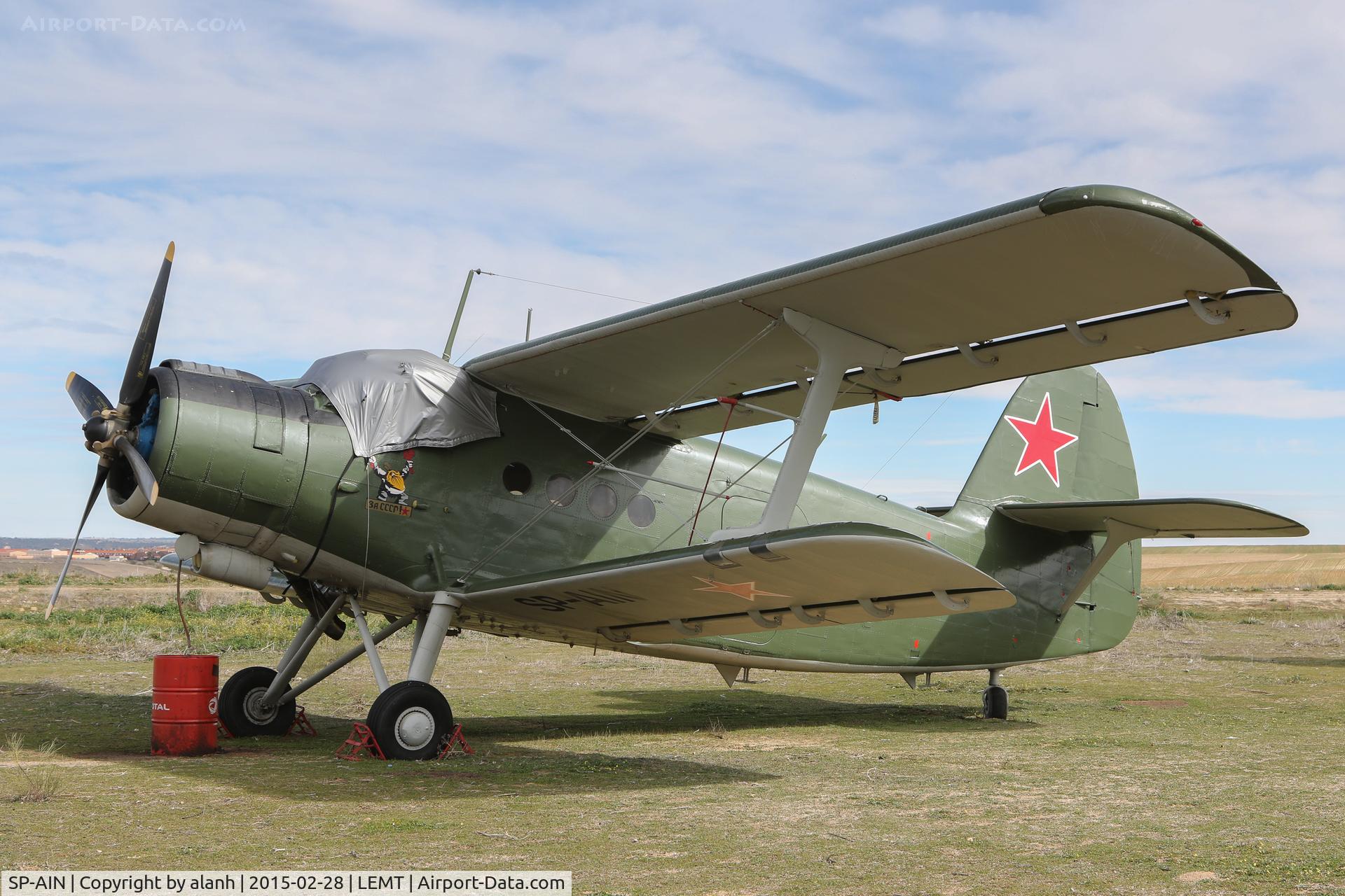 SP-AIN, Antonov An-2 C/N 1G210-27, Parked outside at Aeródromo de Casarrubios del Monte, Toledo, Spain