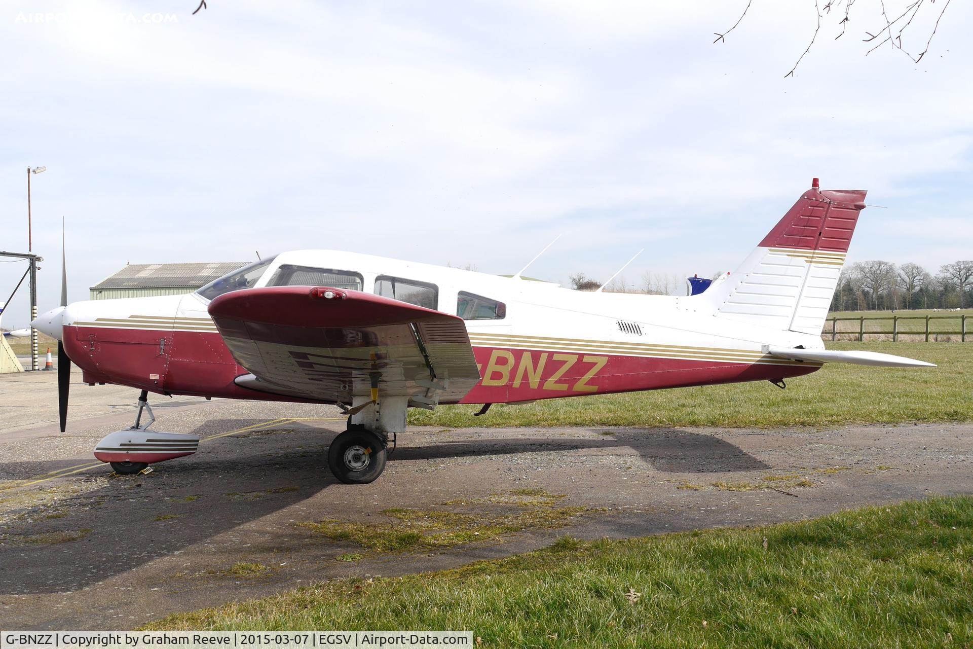 G-BNZZ, 1982 Piper PA-28-161 Cherokee Warrior II C/N 28-8216184, Parked at Old Buckenham.