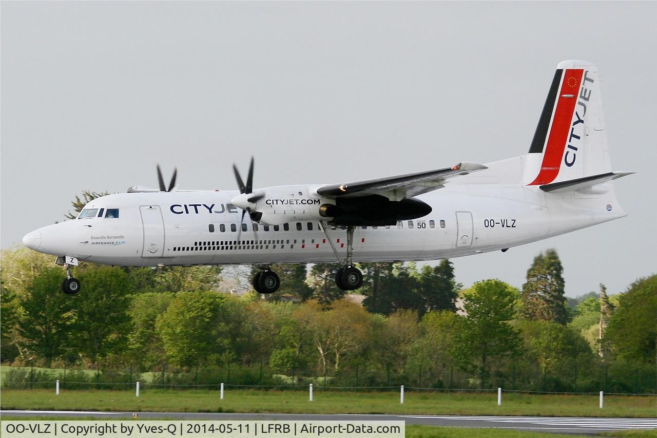 OO-VLZ, 1992 Fokker 50 C/N 20264, Fokker 50, On final rwy 25L, Brest-Bretagne airport (LFRB-BES)
