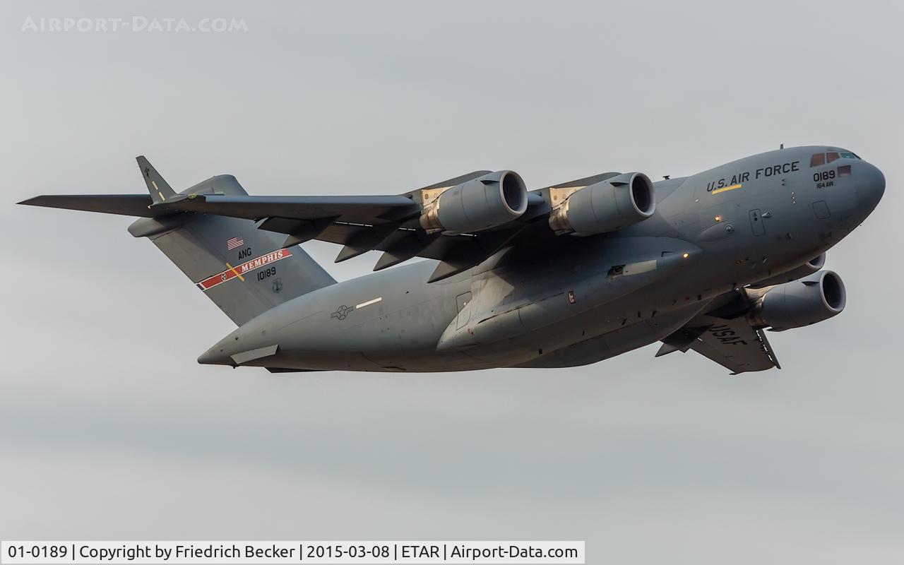 01-0189, 2002 Boeing C-17A Globemaster III C/N P-89, departure from Ramstein AB via RW08