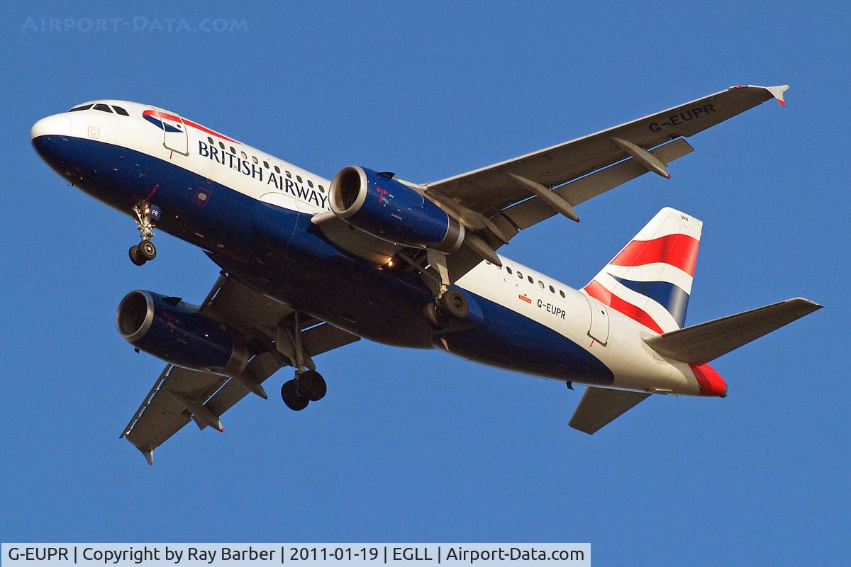 G-EUPR, 2000 Airbus A319-131 C/N 1329, Airbus A319-131 [1329] (British Airways) Home~G 19/01/2011. On approach 27R.