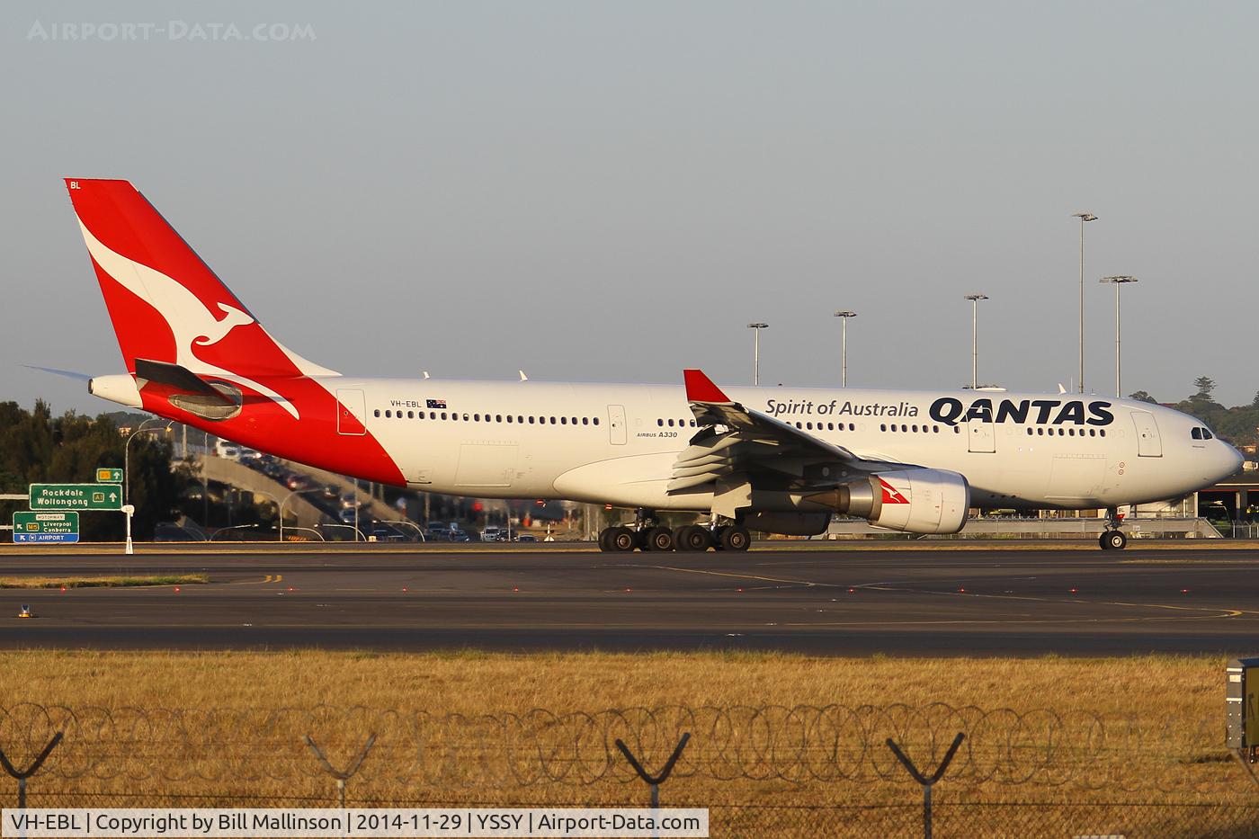 VH-EBL, 2008 Airbus A330-203 C/N 976, taxiing from 34R