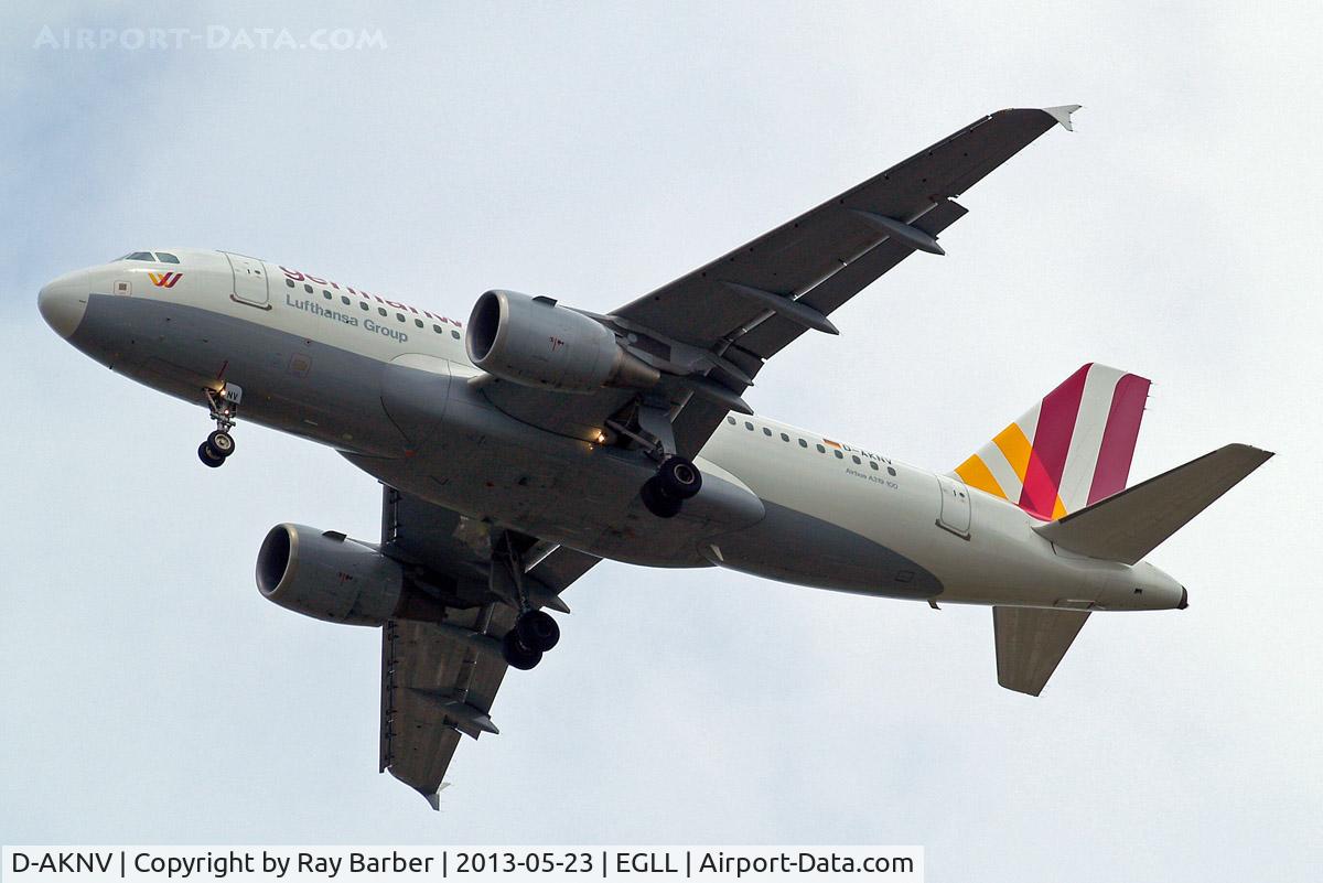 D-AKNV, 2005 Airbus A319-112 C/N 2632, Airbus A319-112 [2632] (Germanwings) Home~G 23/05/2013. On approach 27R with white nose cone.
