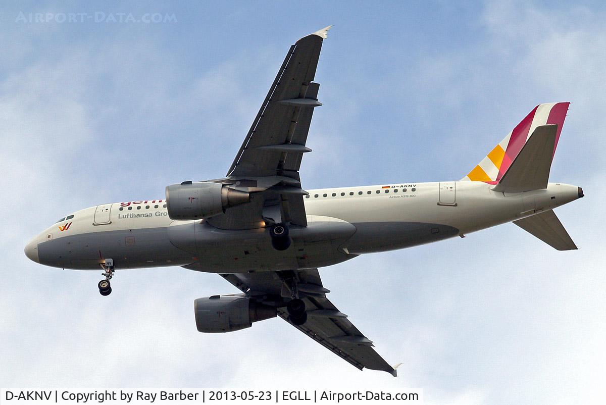 D-AKNV, 2005 Airbus A319-112 C/N 2632, Airbus A319-112 [2632] (Germanwings) Home~G 23/05/2013. On approach 27R with white nose cone.
