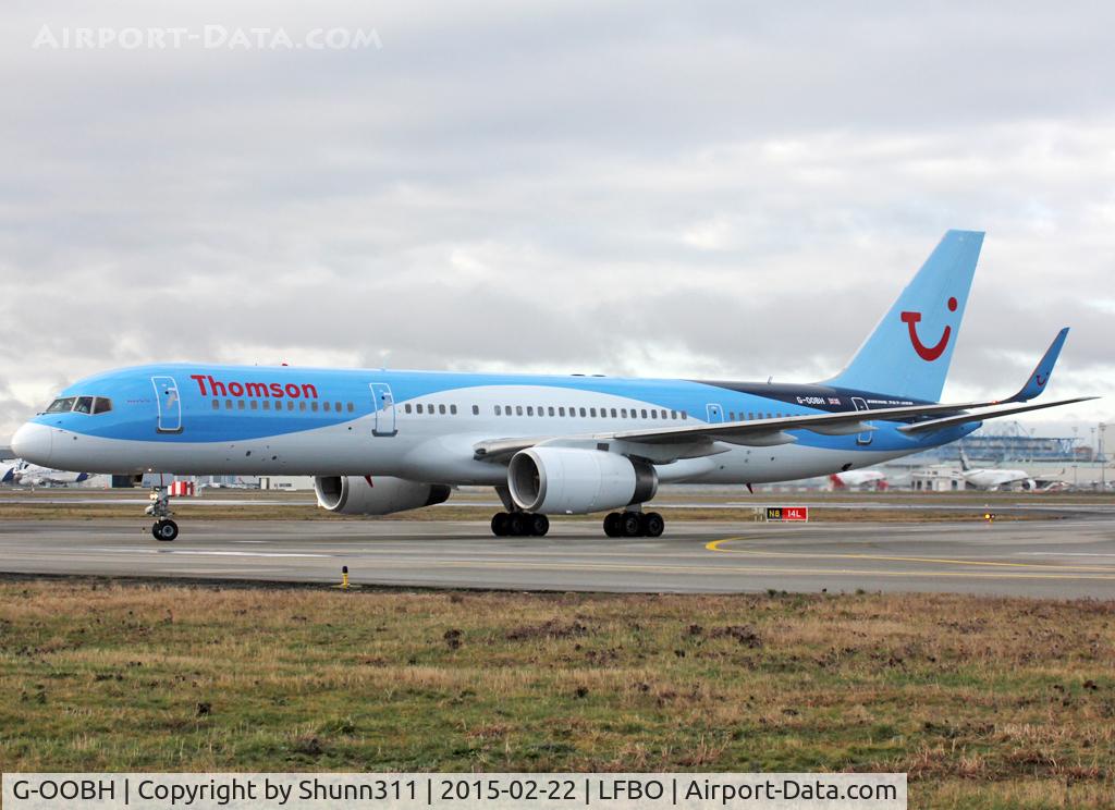 G-OOBH, 1999 Boeing 757-236 C/N 29944, Taxiing to the Terminal in new c/s and with winglets...