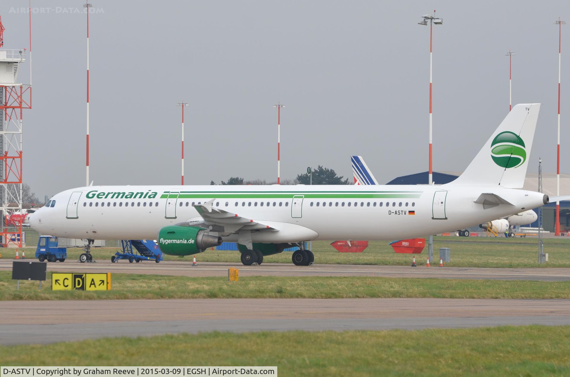 D-ASTV, 1999 Airbus A321-211 C/N 995, Parked at Norwich.