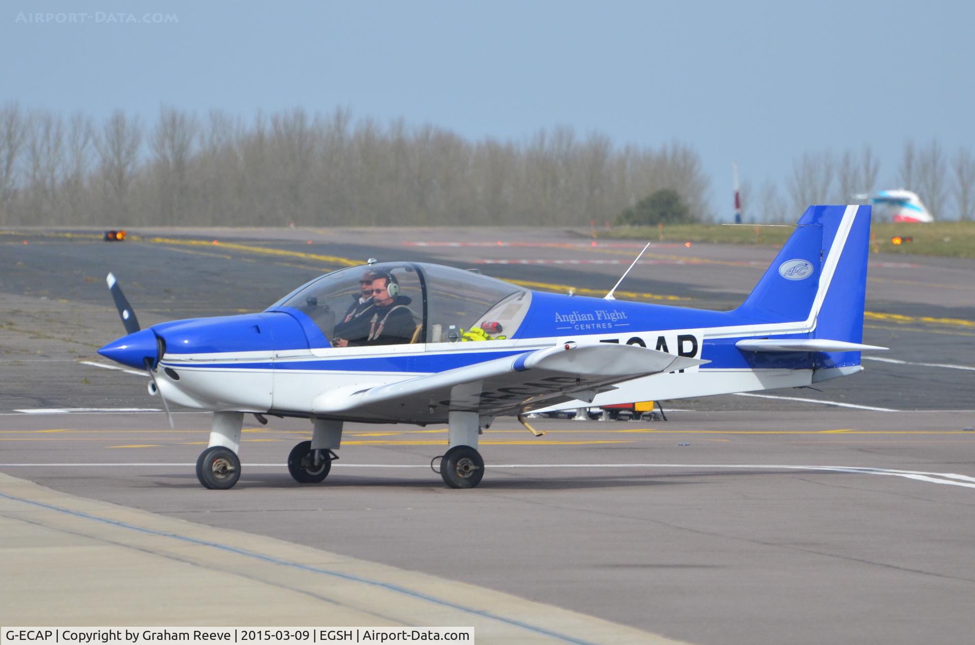 G-ECAP, 1999 Robin HR-200-120B C/N 334, Just landed at Norwich.