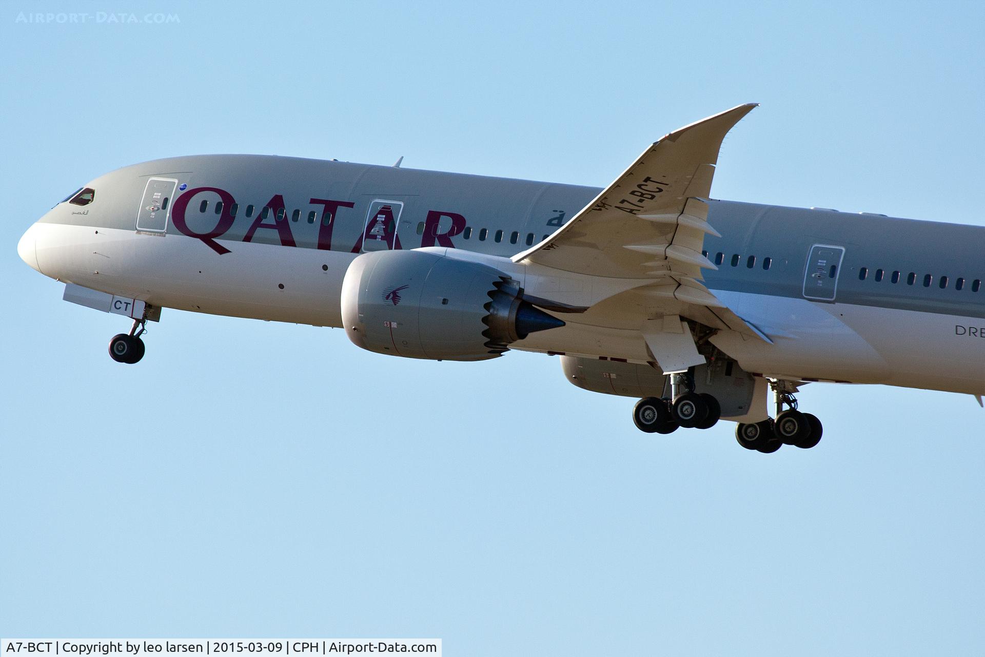 A7-BCT, 2015 Boeing 787-8 Dreamliner Dreamliner C/N 38338, Copenhagen T/O R-22R. 9.3.15