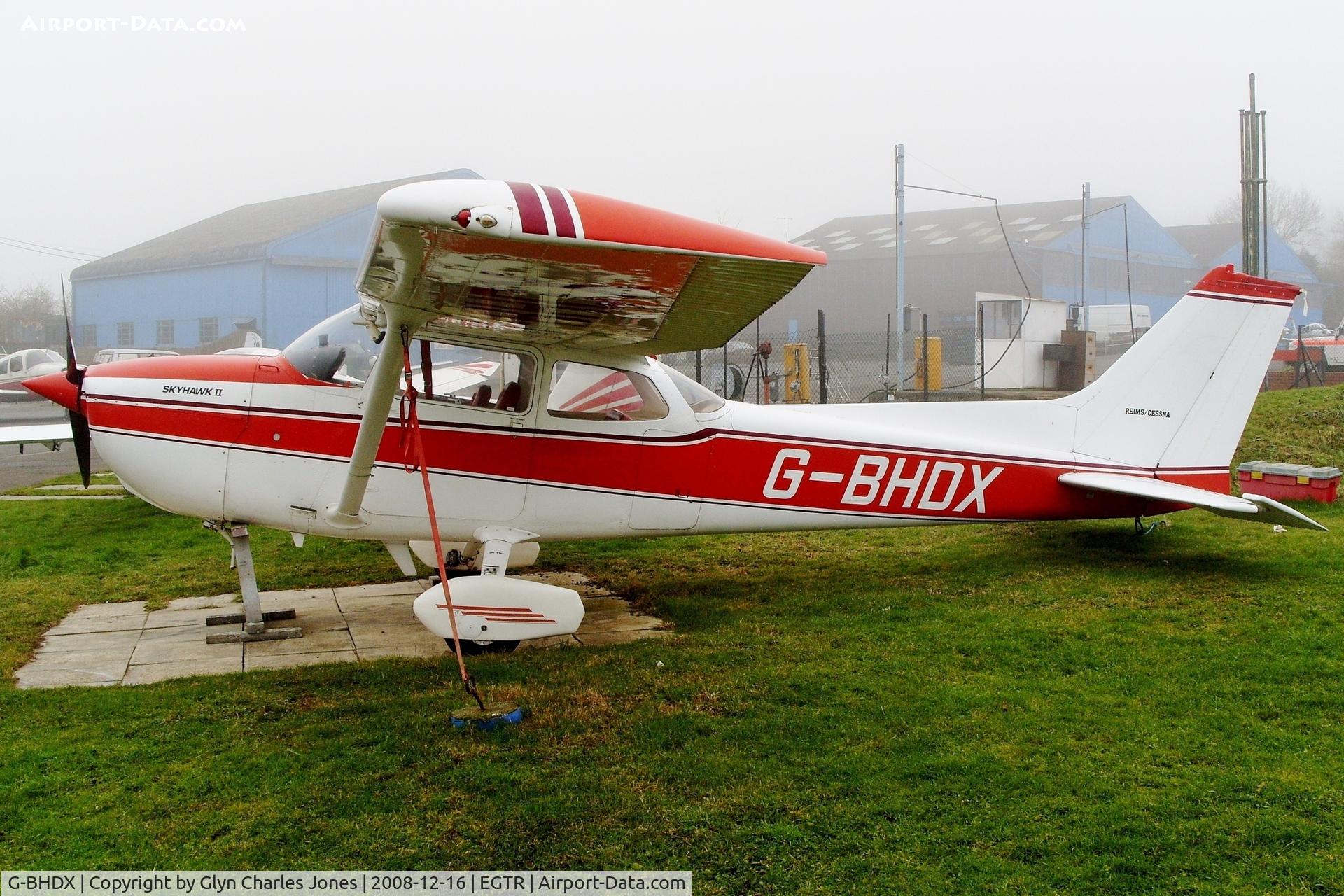 G-BHDX, 1979 Reims F172N Skyhawk C/N 1889, Taken on a quiet cold and foggy day. With thanks to Elstree control tower who granted me authority to take photographs on the aerodrome. Owned by GDX Ltd.