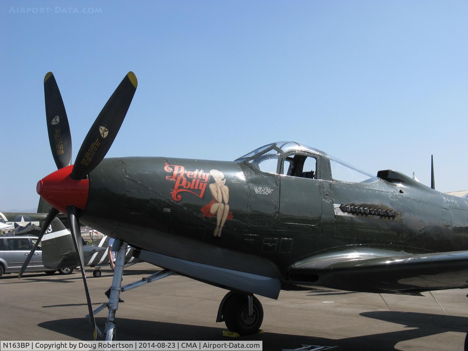 N163BP, 1945 Bell P-63C Kingcobra C/N 091263RP, 1945 Bell P-63C KINGCOBRA 'Pretty Polly', Allison V-1710-93 1,325 Hp, very rare aircraft as NX163BP, restored by B. Pond. Higher performance than the Bell P-39 AIRACOBRA, cowl art. Experimental class warbird.