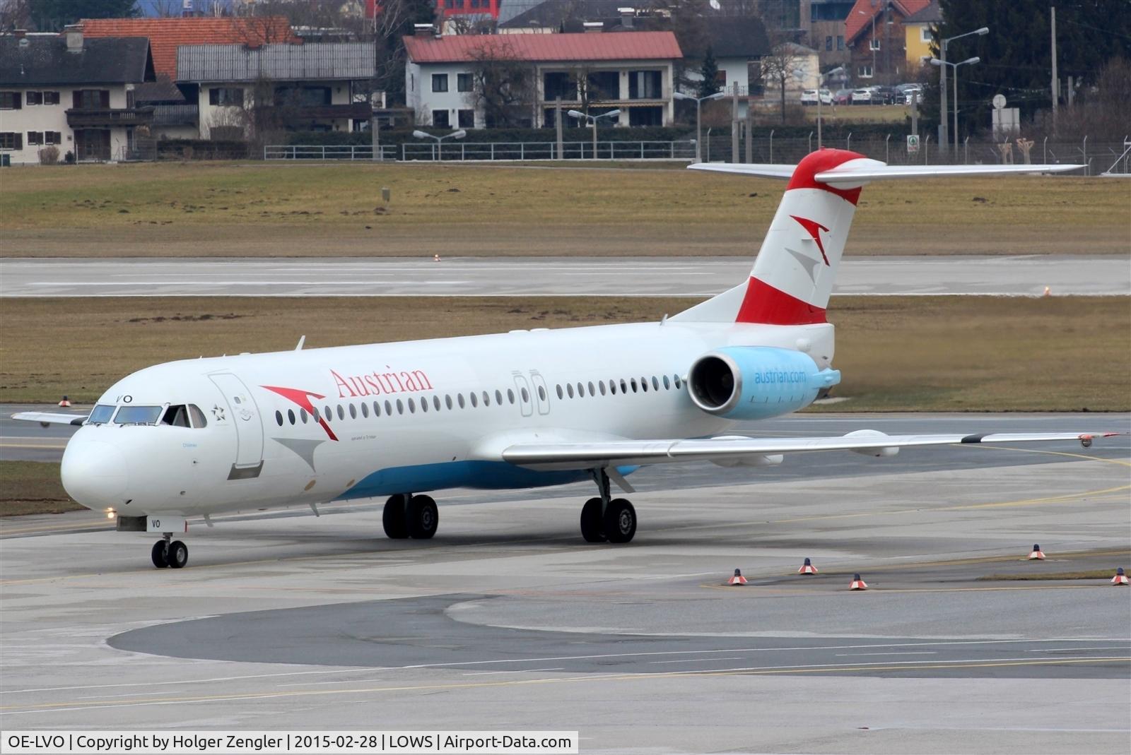 OE-LVO, 1993 Fokker 100 (F-28-0100) C/N 11460, A Vienna shuttle on taxi to apron......