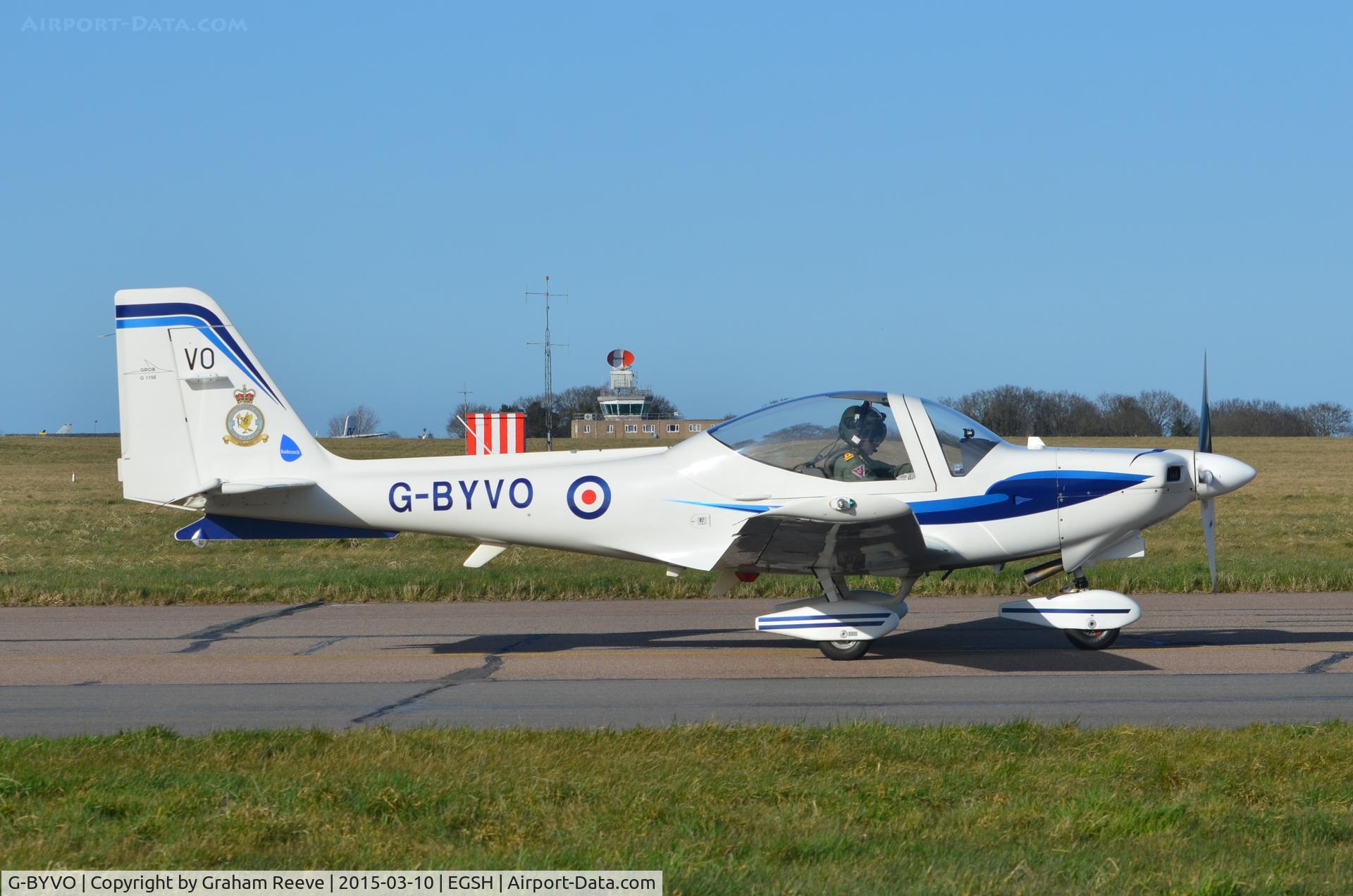 G-BYVO, 2000 Grob G-115E Tutor T1 C/N 82125/E, One of two Grob's about to depart from Norwich.