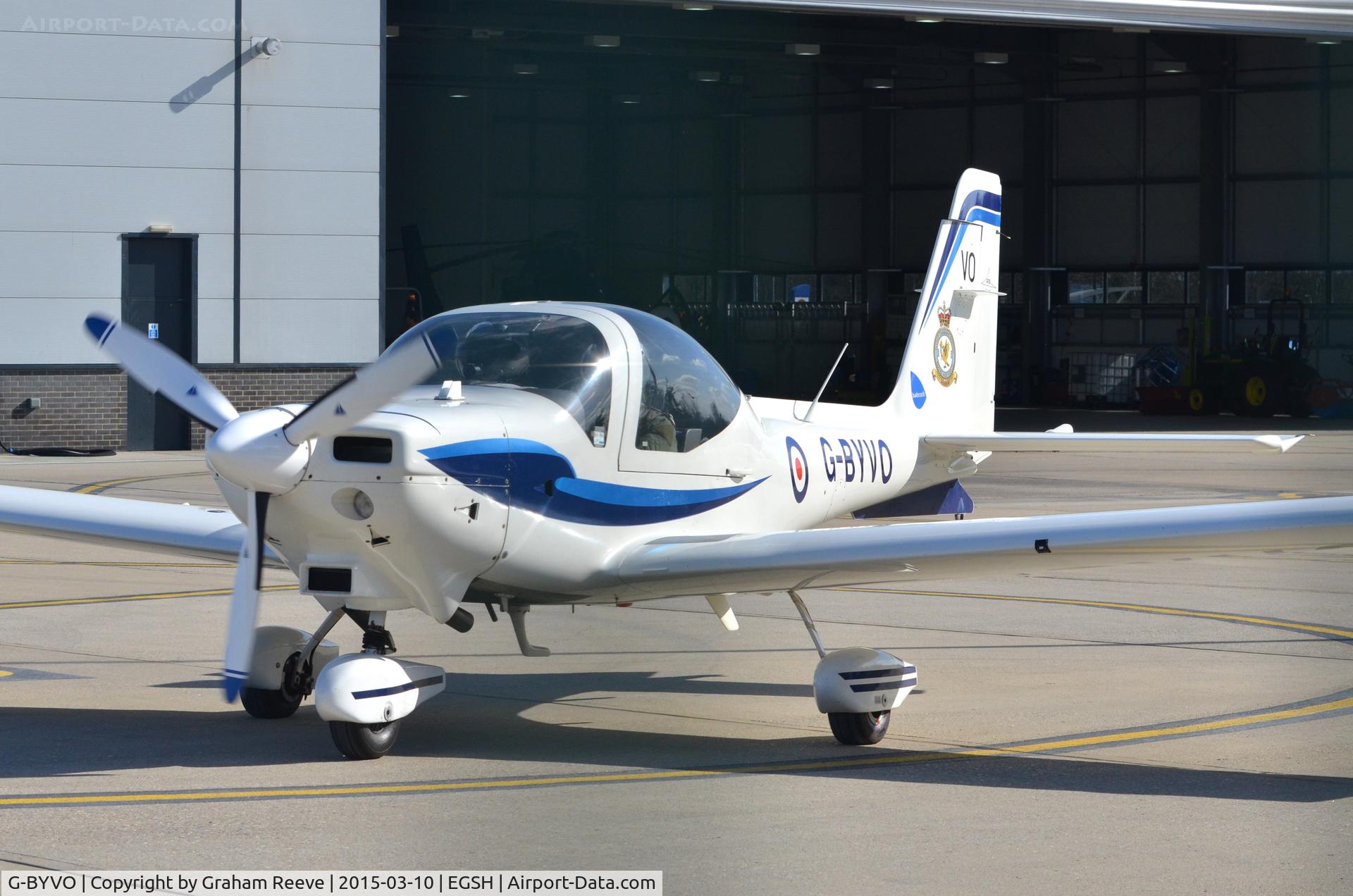 G-BYVO, 2000 Grob G-115E Tutor T1 C/N 82125/E, Just landed at Norwich.