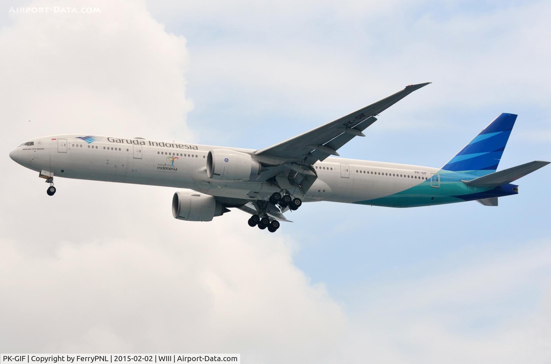PK-GIF, 2014 Boeing 777-3U3/ER C/N 29148, Garuda B773 arriving