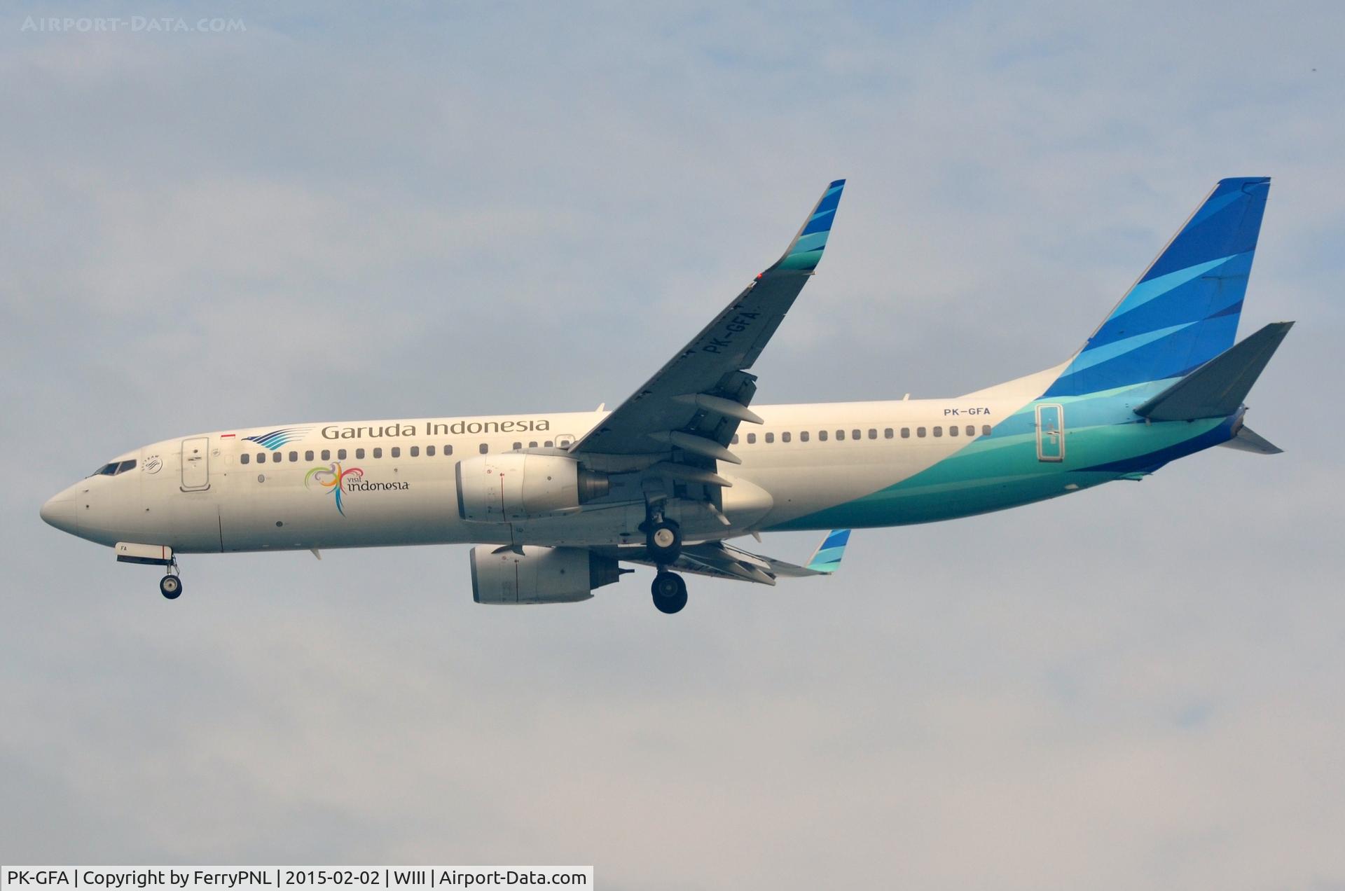 PK-GFA, 2010 Boeing 737-86N C/N 36549, Garuda B738 arriving.