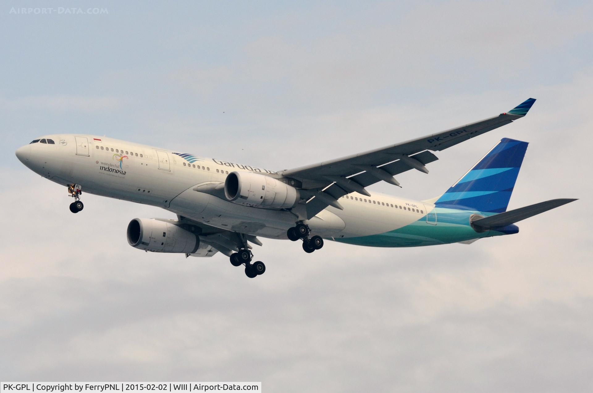 PK-GPL, 2010 Airbus A330-243 C/N 1184, Garuda A332 landing.