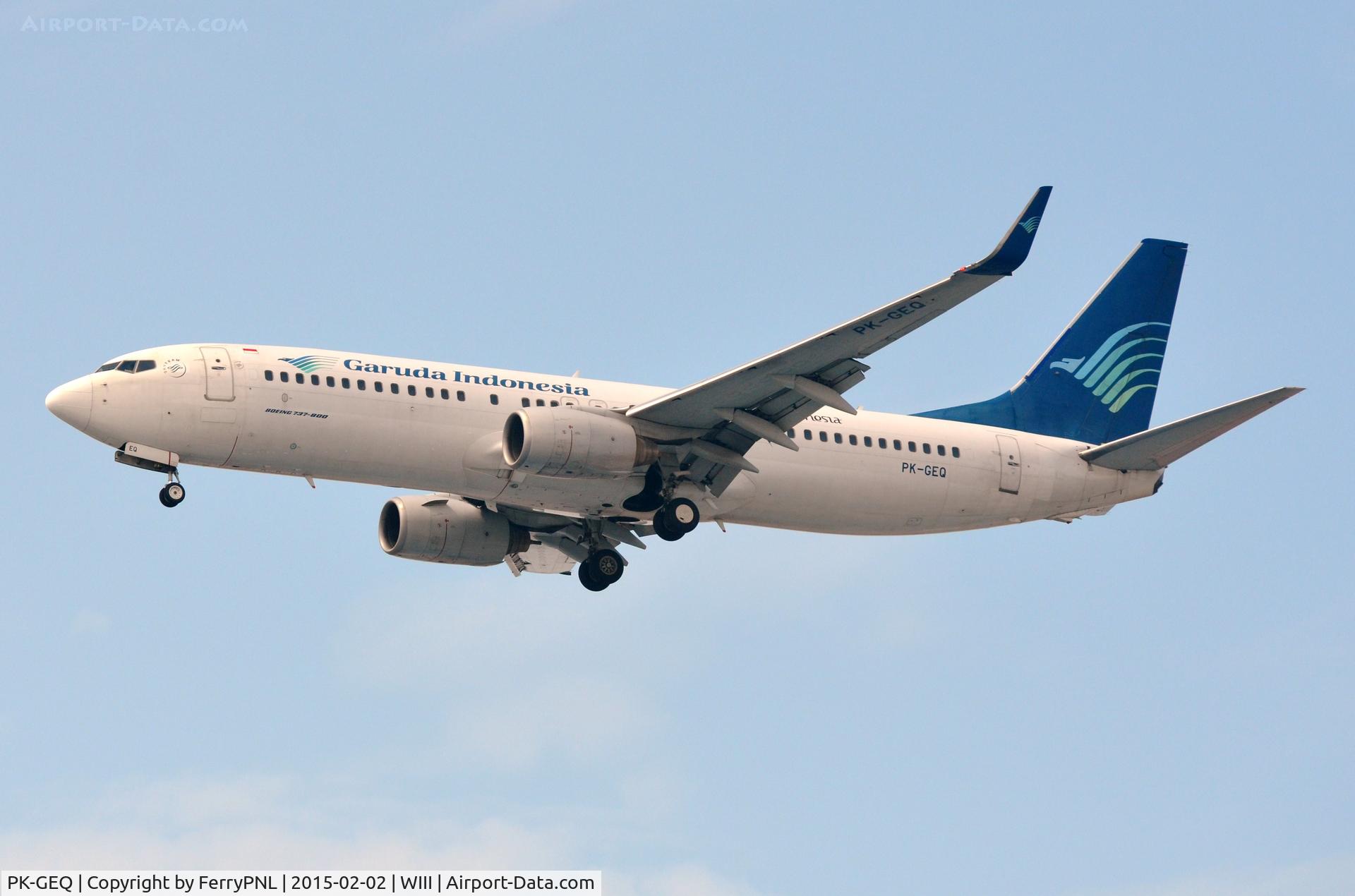 PK-GEQ, 2005 Boeing 737-86N C/N 32659, Garuda B738 in former livery.
