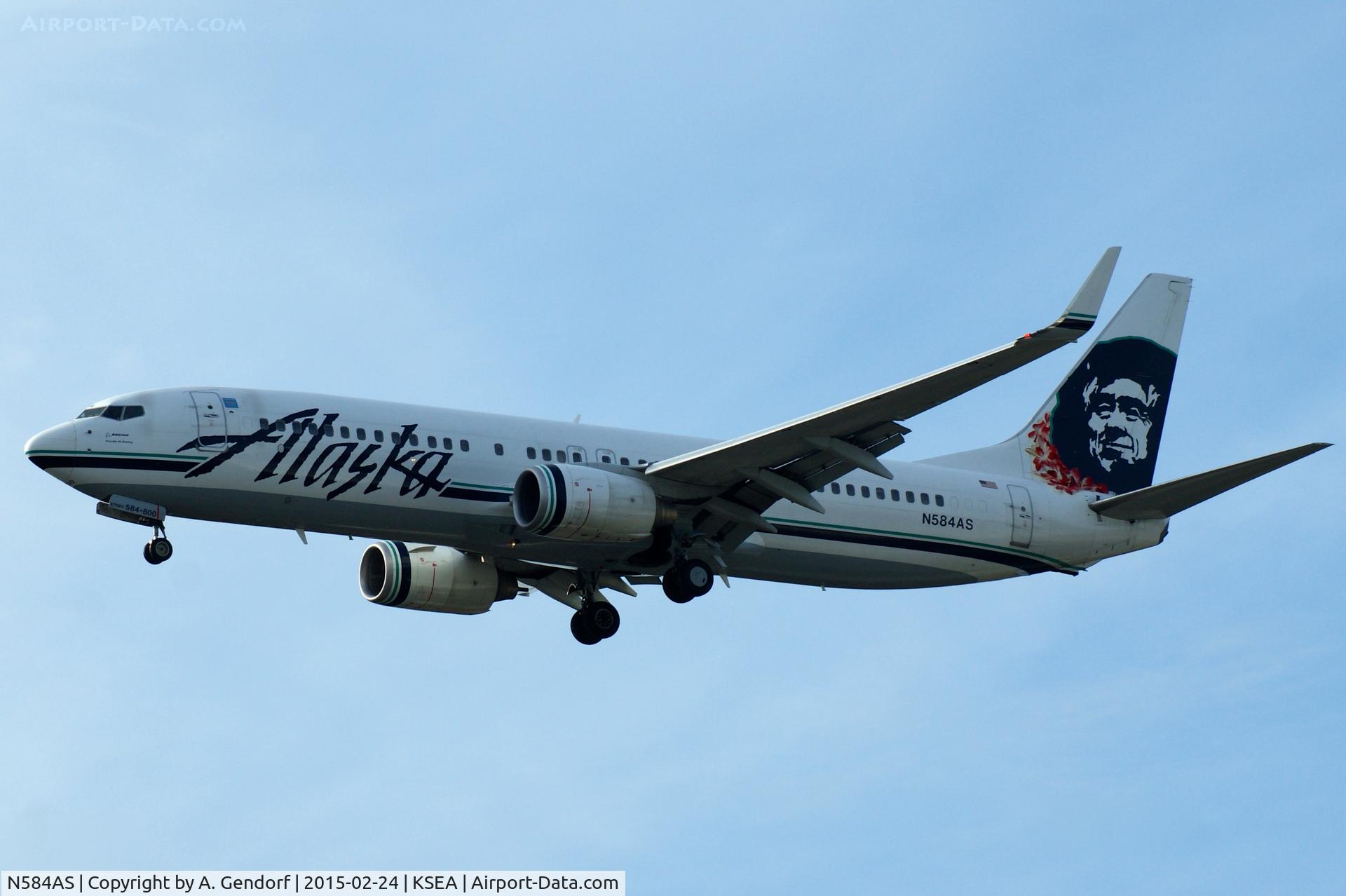 N584AS, 2007 Boeing 737-890 C/N 35682, Alaska Airlines, here on short finals RWY 16C at Seattle-Tacoma Int'l(KSEA)