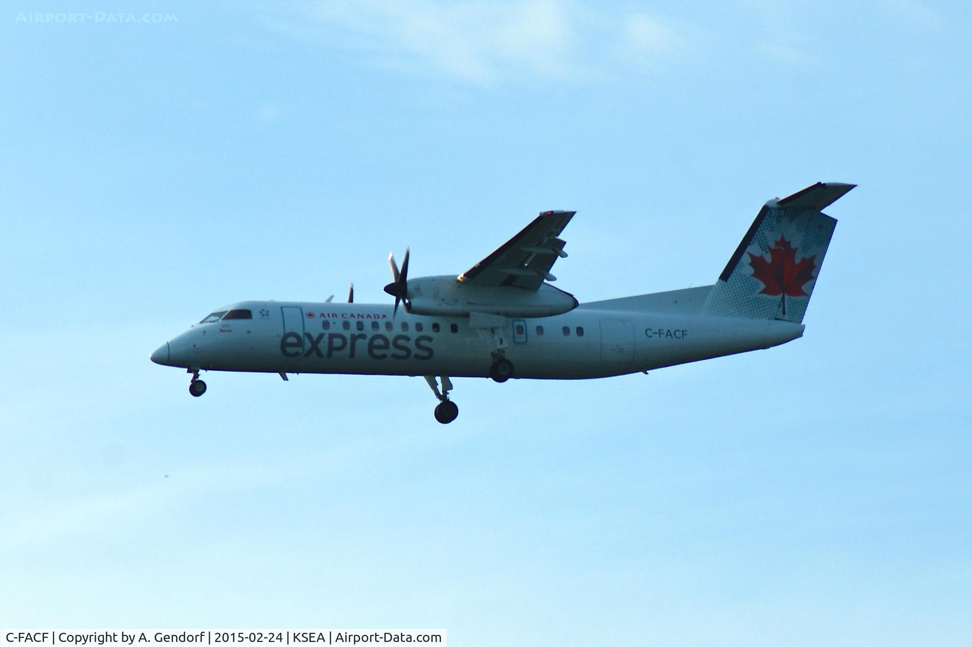 C-FACF, 1991 De Havilland Canada DHC-8-311 Dash 8 C/N 259, Jazz Air, Air Canada Express cs., is here landing at Seattle-Tacoma Int'l(KSEA)